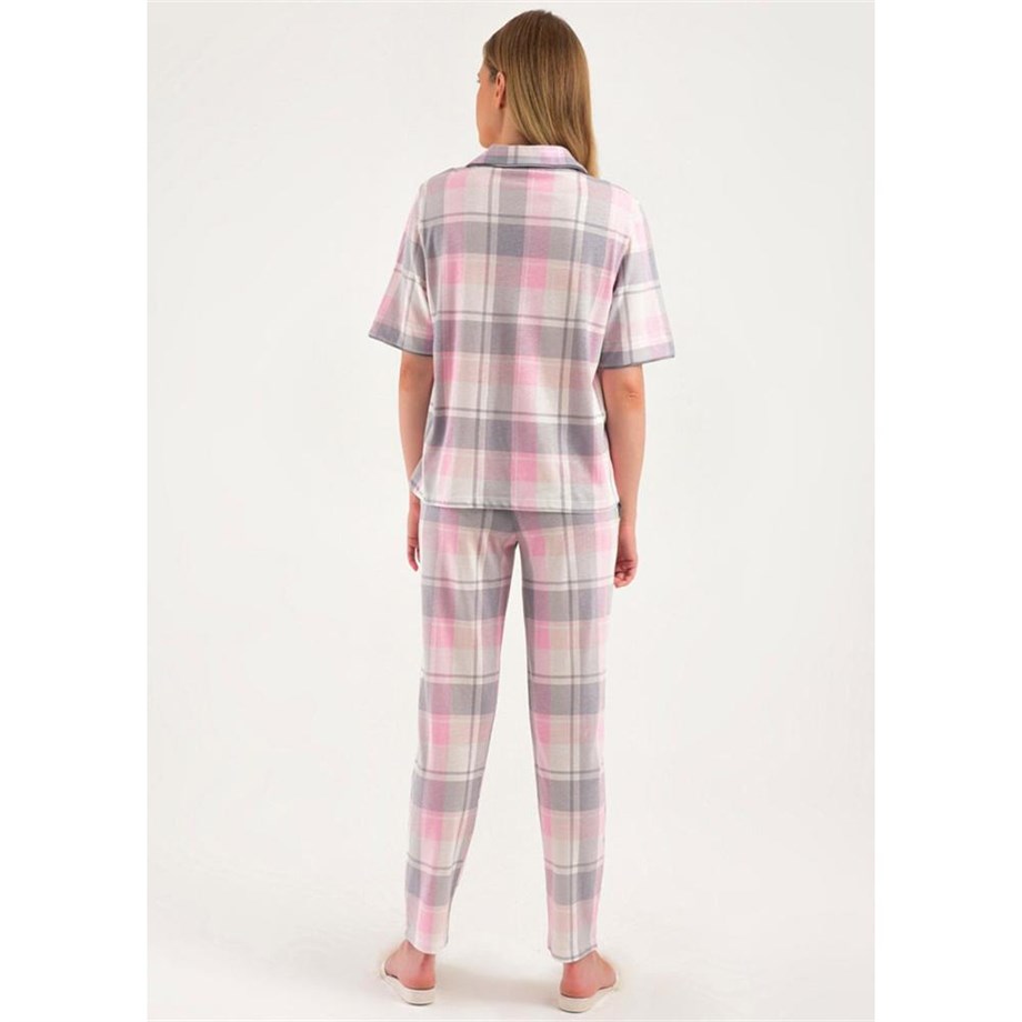 Magic Form 18280 Kısa Kollu Önden Düğmeli Pijama Takım - Gri