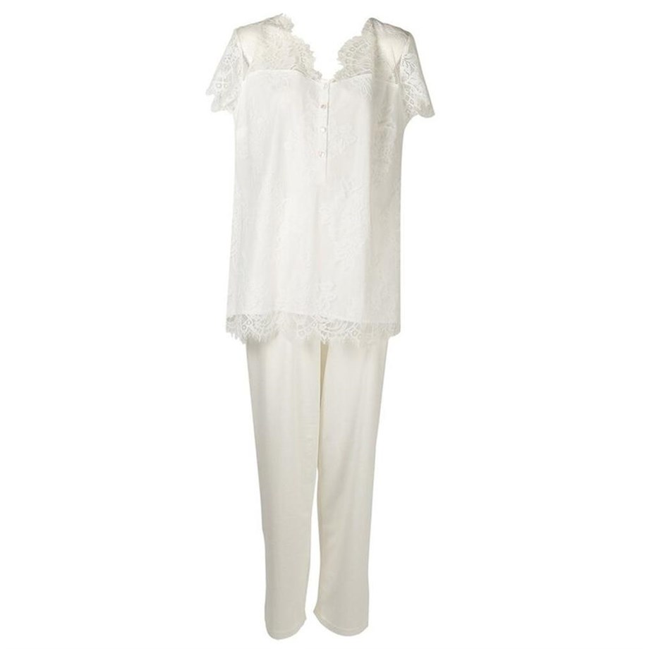 Magic Form 19414 Koton Püsküllü Dantelli Altı Penye Pijama Takım - EkruPijamalarMagic Form