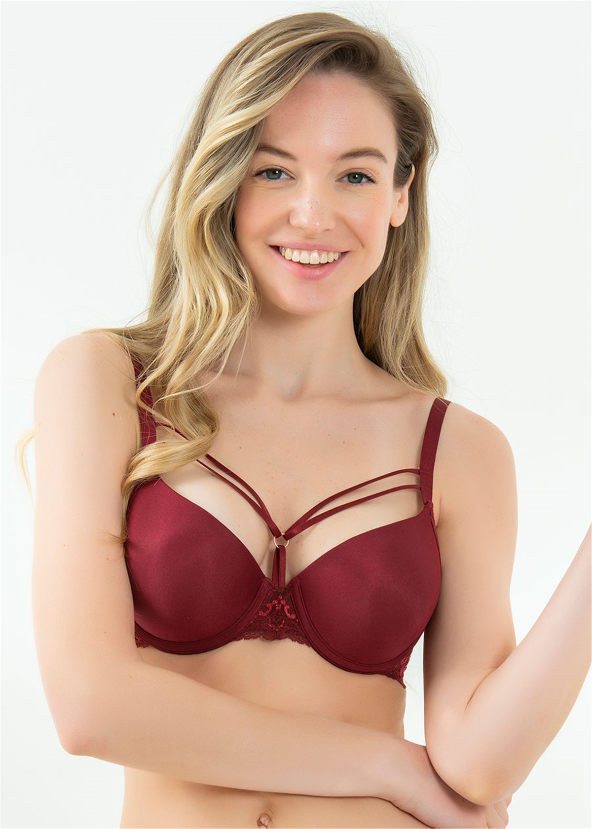 Magic Form 2589 Dantelli İpli Süngerli Sütyen-Bordo