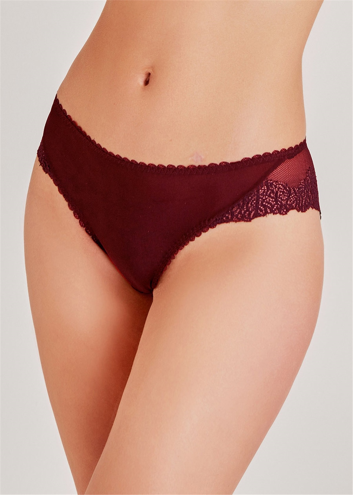Magic Form 312 Arkası Dantelli Normal Külot-Bordo