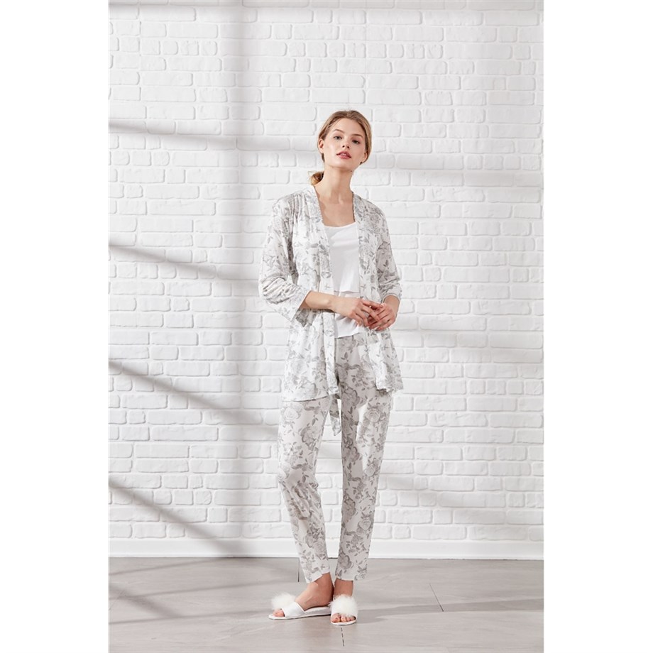 Magic Form 32630 Penye Üçlü Pijama Takımı - Gri