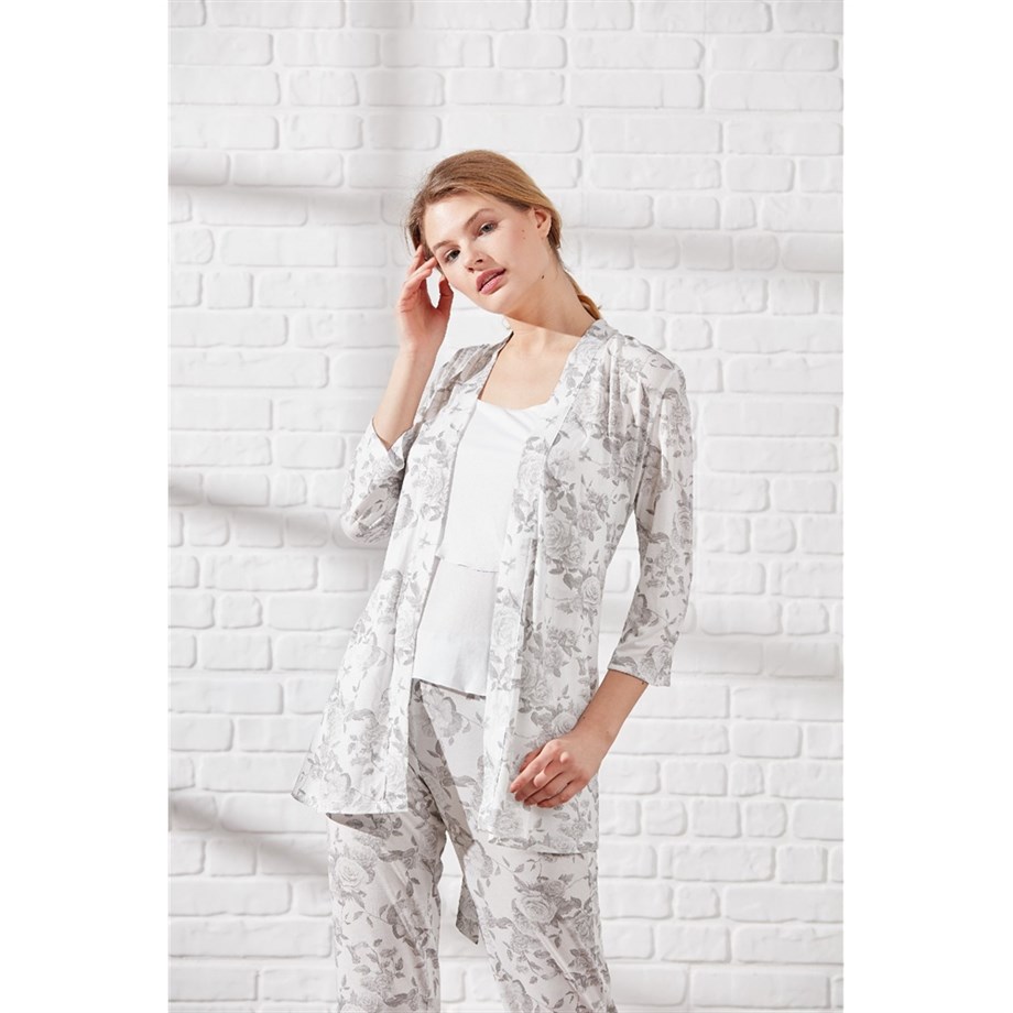 Magic Form 32630 Penye Üçlü Pijama Takımı - Gri