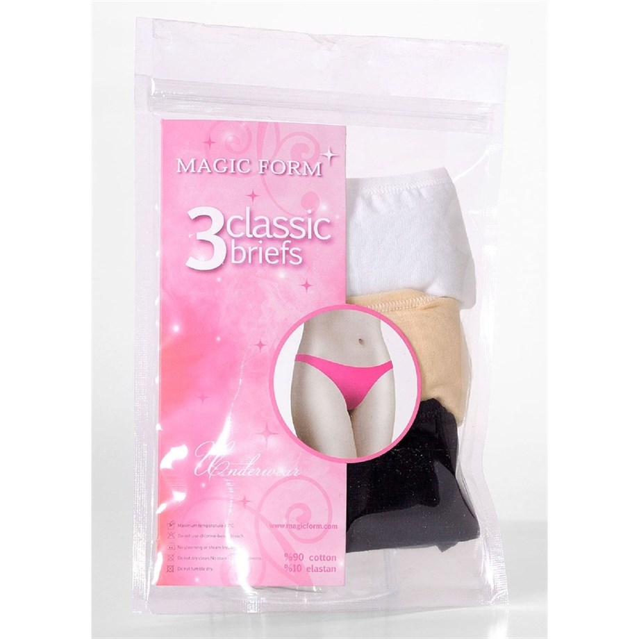 Magic Form 333 Düz Penye Kumaşlı Üçlü Paket Normal Külot - Mix