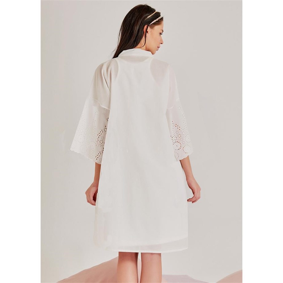 Magic Form 36110 Brodeli Gecelik Sabahlık Takım - Ekru