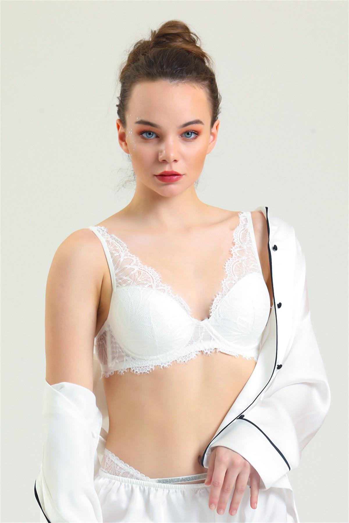 Magic Form 3685 Kadın İnce Dantelli Süngerli Sütyen-Ekru