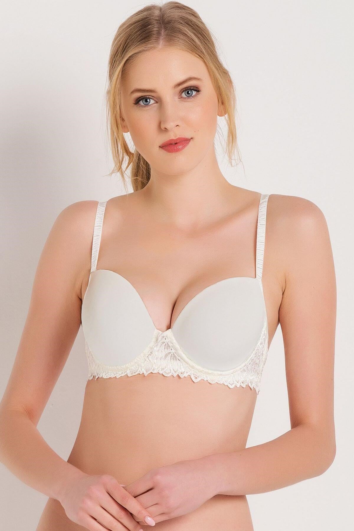 Magic Form 4352 Çıkabilen Destekli Dantelli İnce Süngerli Sütyen - Ekru