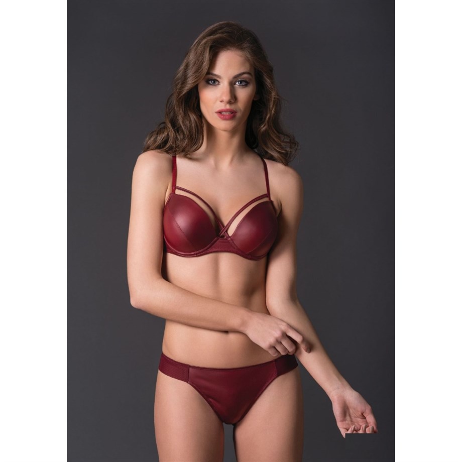 Magic Form 459 Deri Kumaşlı Brazil String Külot - Bordo