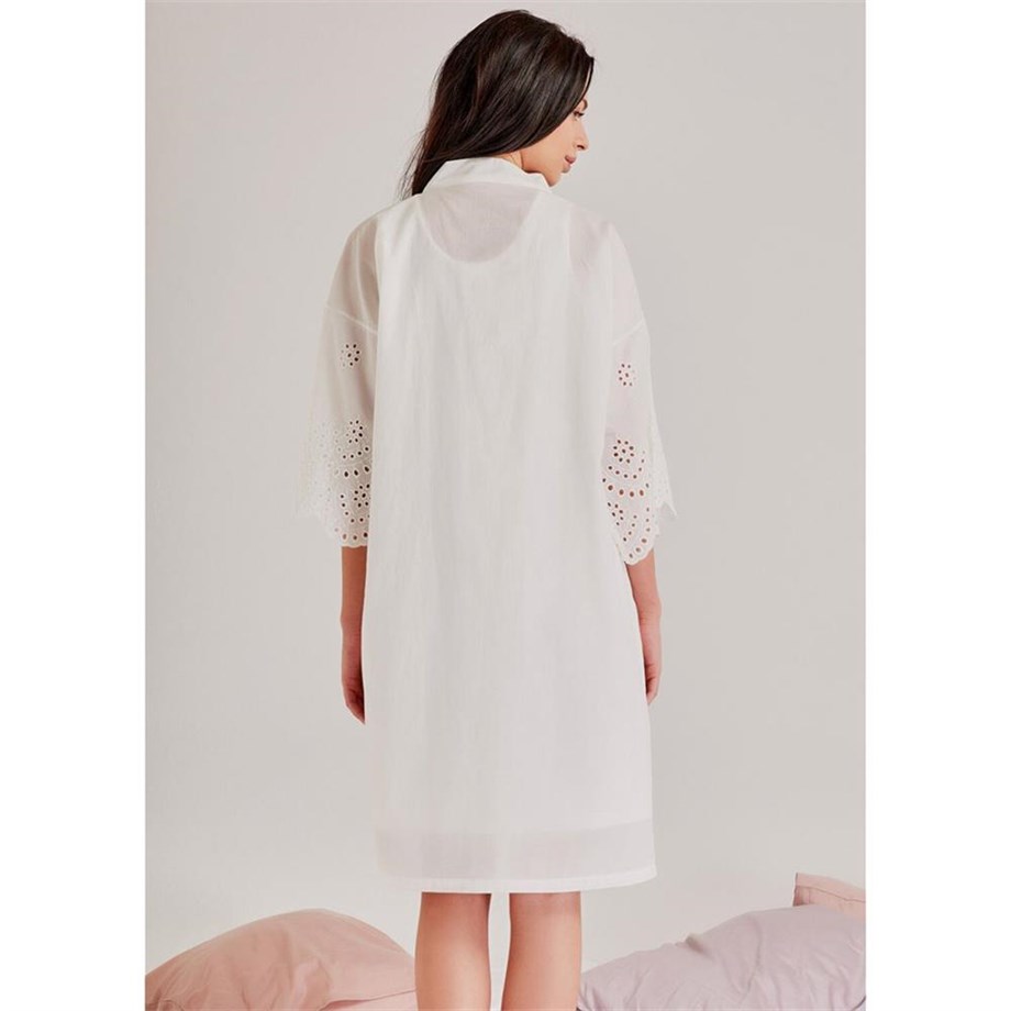 Magic Form 46108 Kendinden Brode Desenli Tek Sabahlık - Ekru