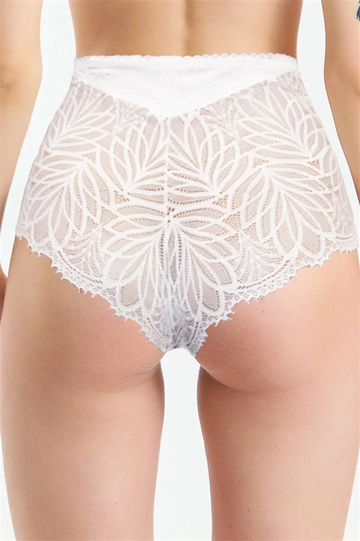 Magic Form 586 Kadın Yüksel Bel Arkası Dantelli Külot-Ekru