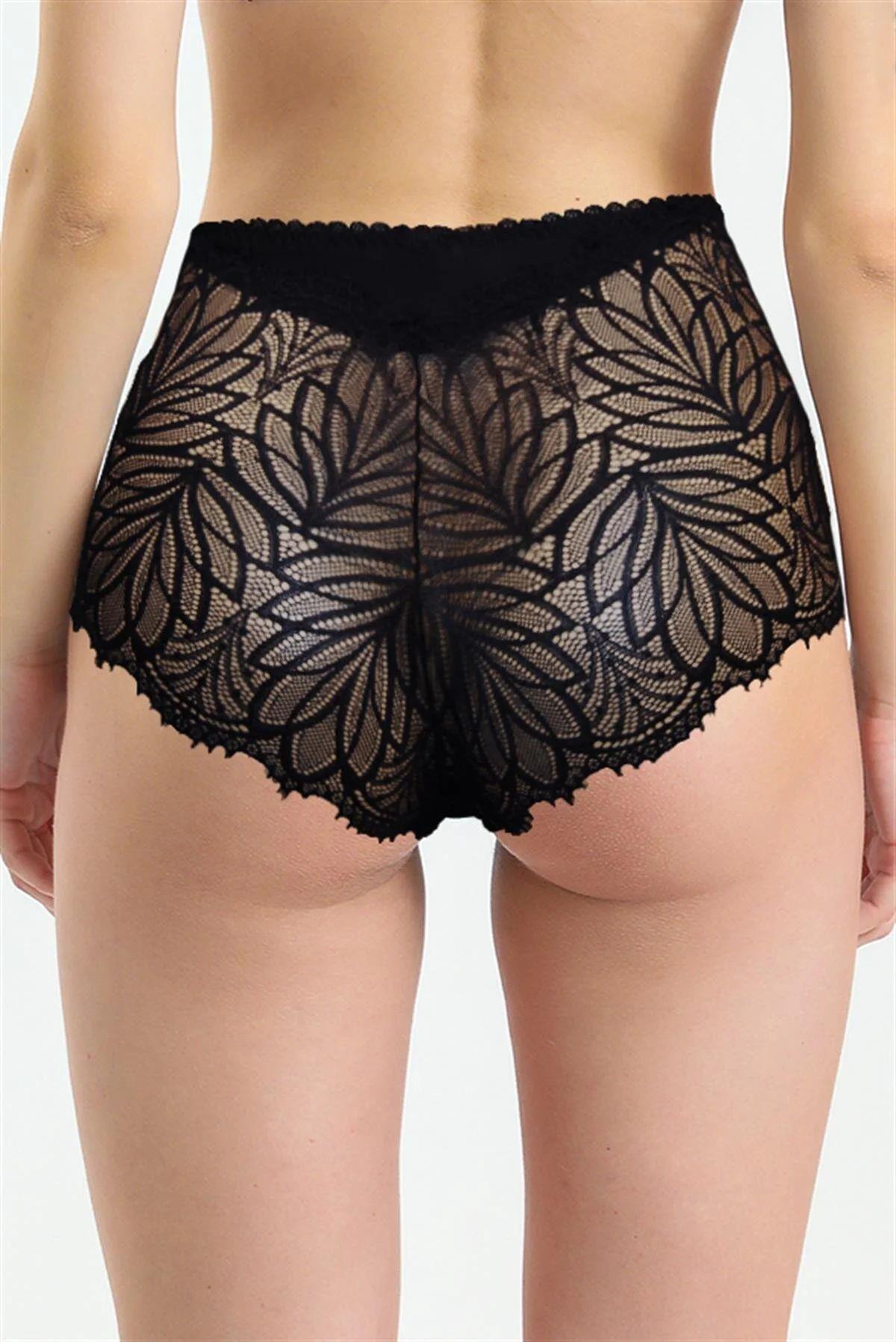 Magic Form 586 Kadın Yüksel Bel Arkası Dantelli Külot-Siyah