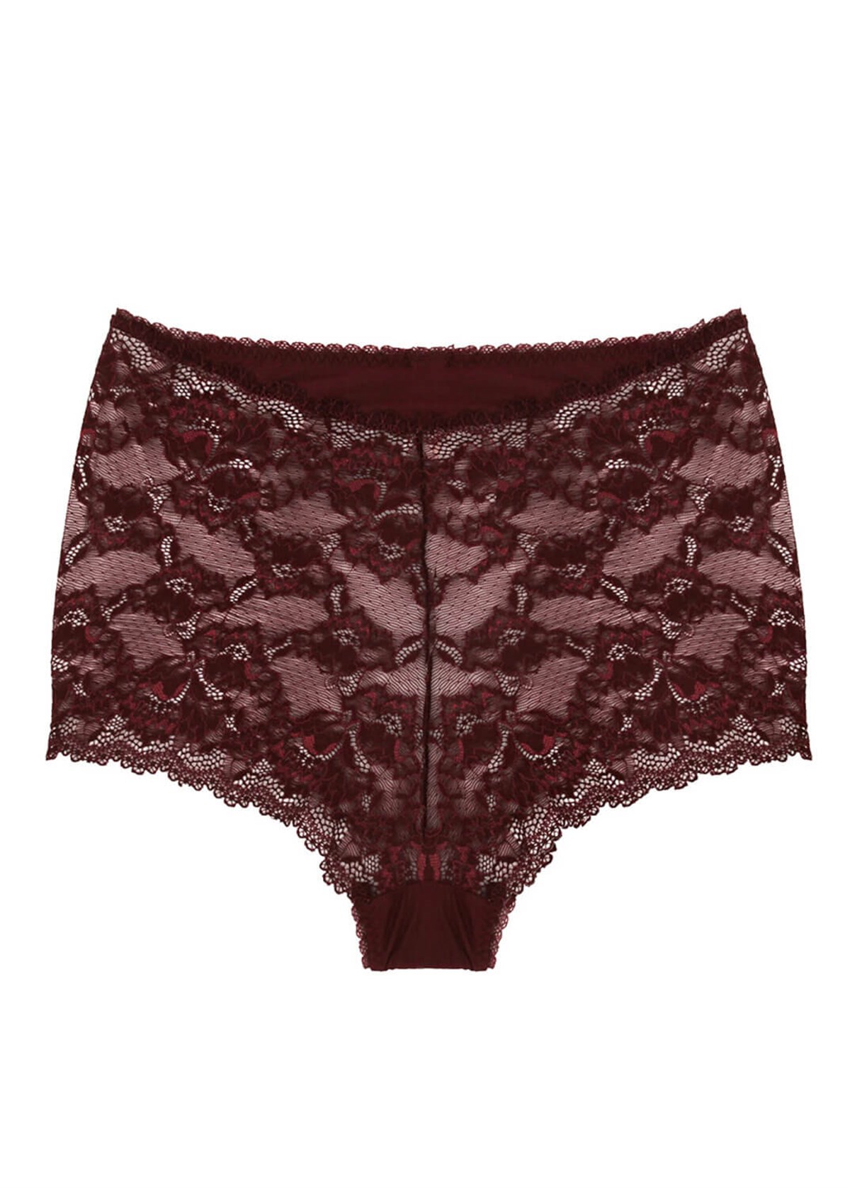 Magic Form 589 Jarse Kumaş Dantelli Şort Külot-Bordo