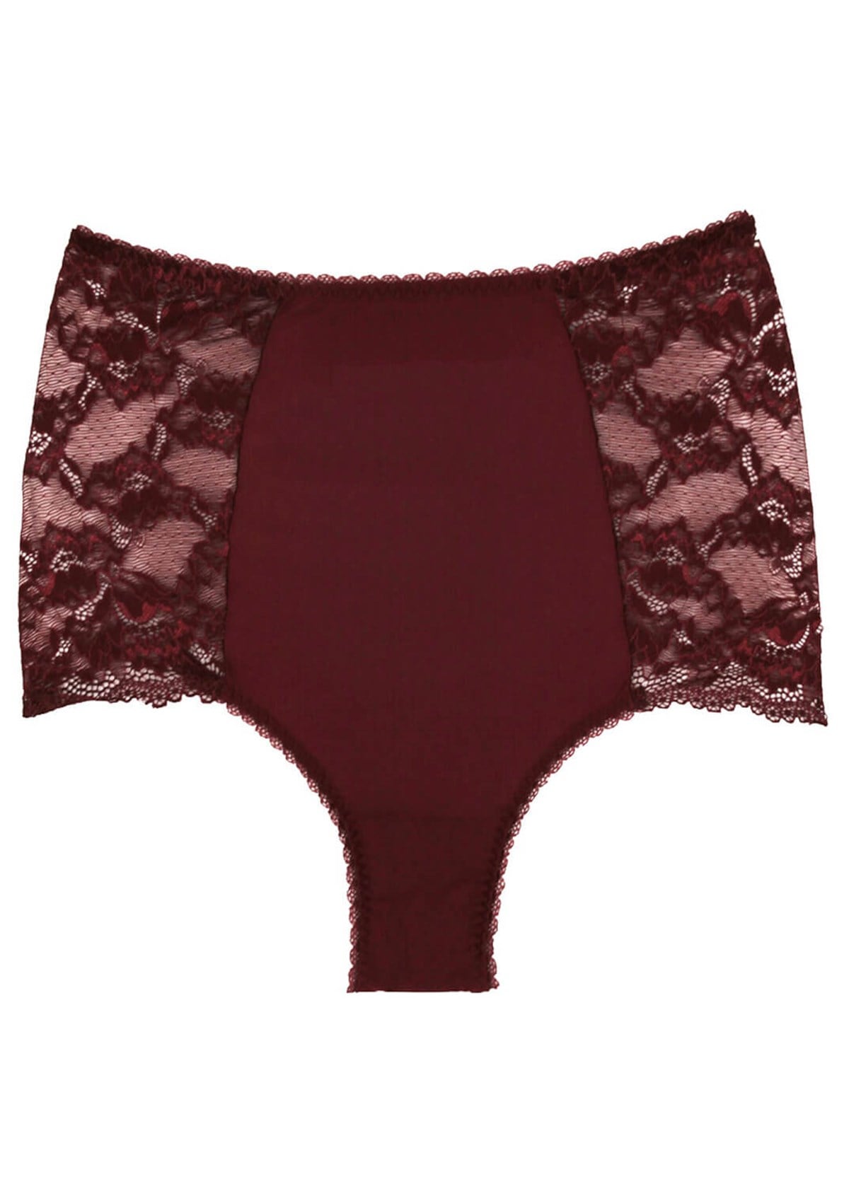 Magic Form 589 Jarse Kumaş Dantelli Şort Külot-Bordo