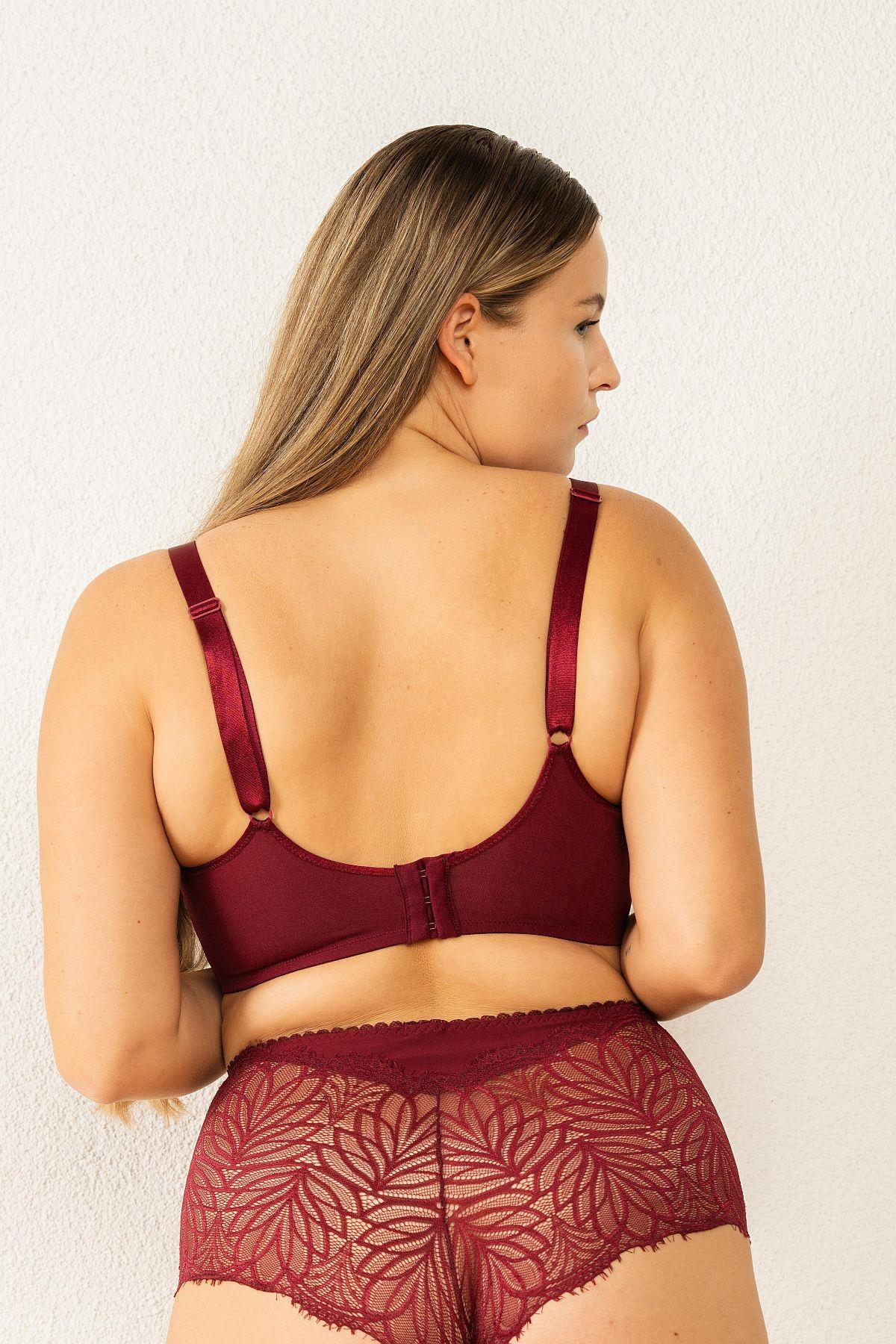 Magic Form 6485 Kadın Askısı Taşlı Dantelli Toparlayıcı Sütyen-Bordo
