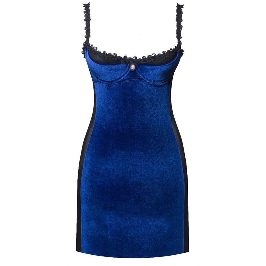 Magic Form 8290 Kadife Kumaşlı Dekolte Göğsü Sütyenli Gecelik - Saks