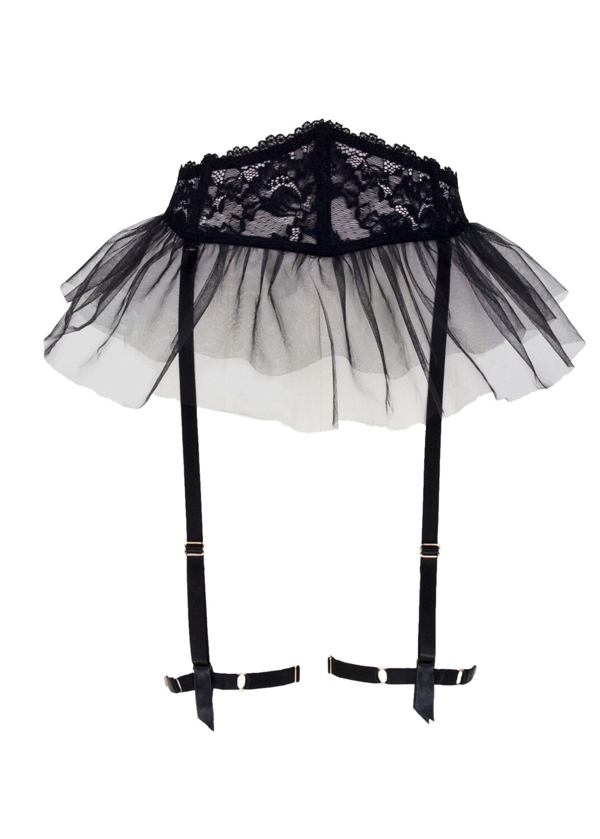 Magic Form 889 Dantelli Tüllü Jartiyer-Siyah