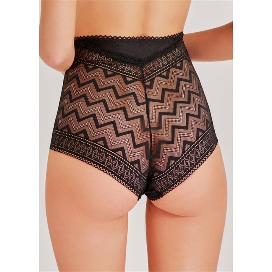 Magic Form 948 Zigzag Dantelli Yüksek Bel Külot - Siyah