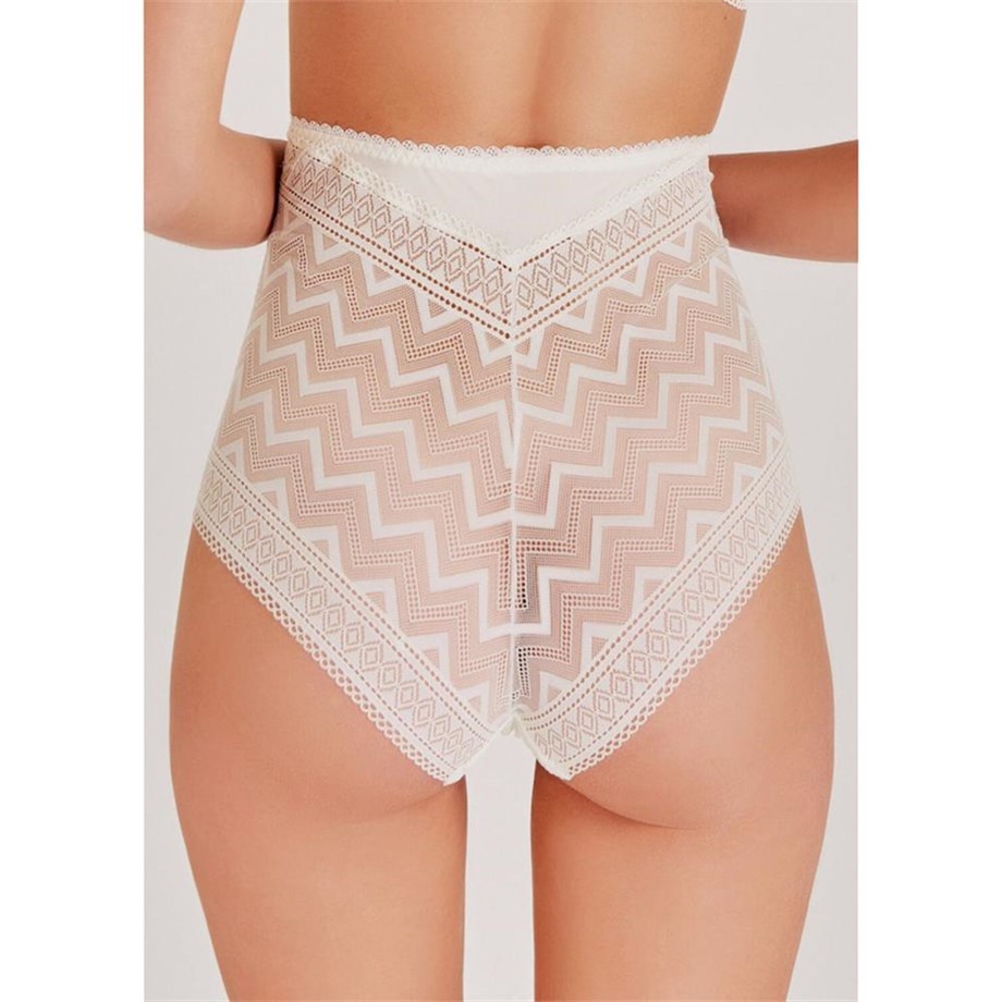 Magic Form 948 Zigzag Dantelli Yüksek Bel Külot - Ekru