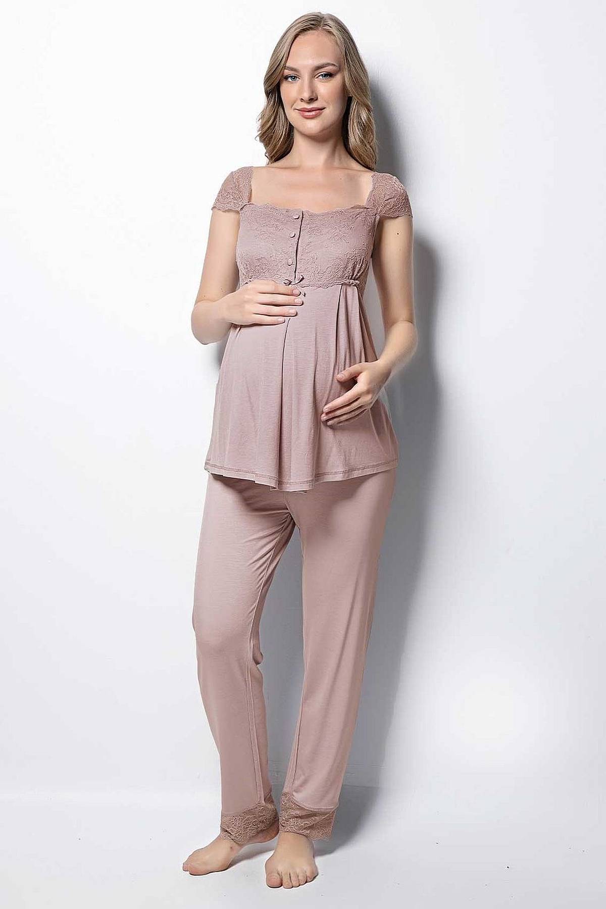 Monamise 18440 Hamile Lohusa Pijama Takım - Vizon
