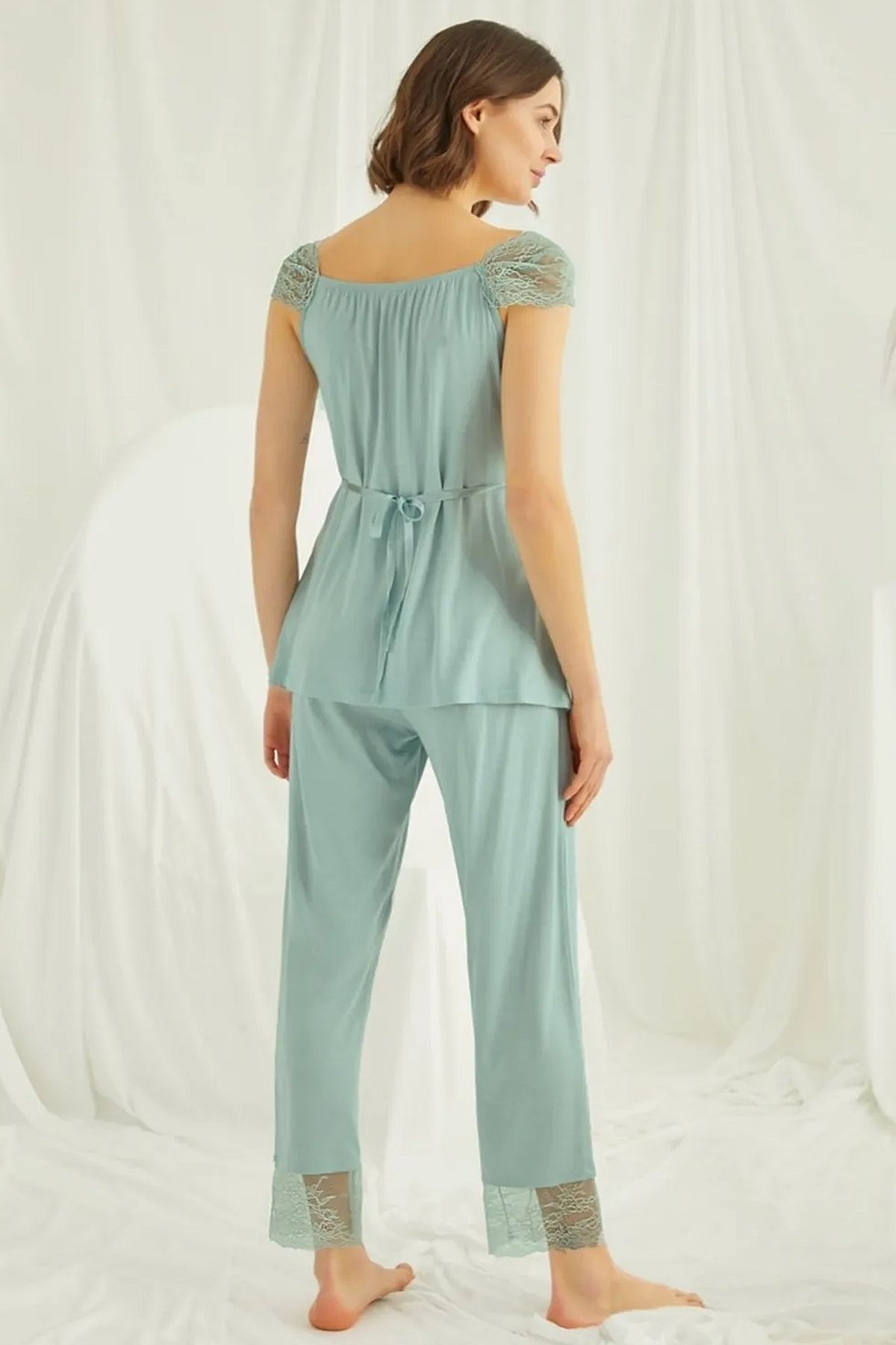 Monamise 18468 Hamile Lohusa Sabahlıklı Pijama Takımı -Yeşil