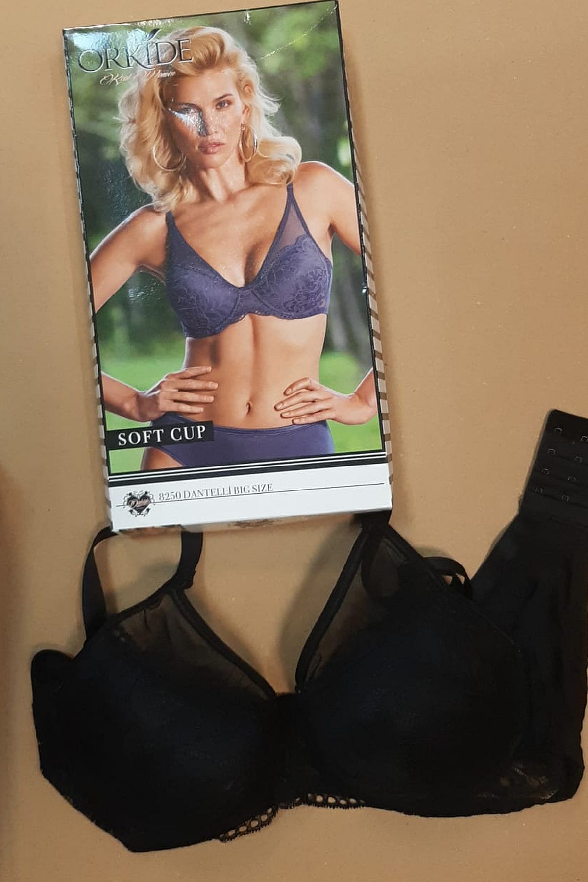 Orkide  8250 Büyük Beden Soft Cup Dantelli Sütyen-Siyah