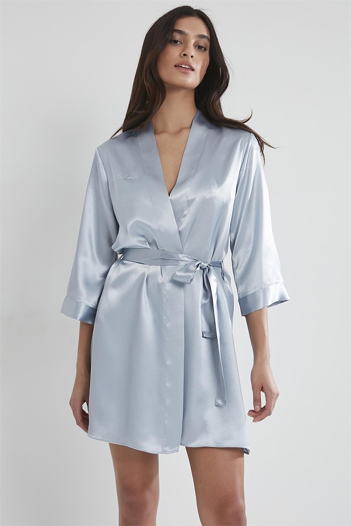 Pierre Cardin 1010 Kadın Saten Sabahlık - Mist