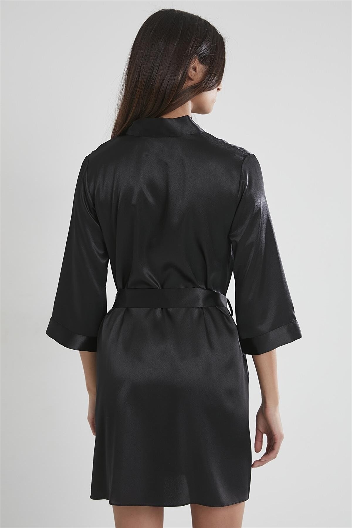 Pierre Cardin 1010 Kadın Saten Sabahlık-Siyah