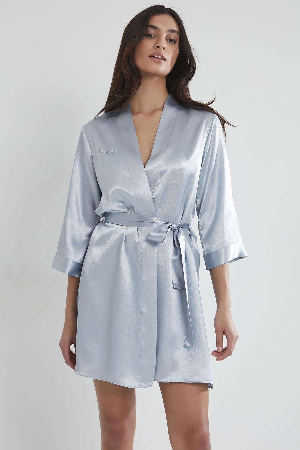 Pierre Cardin 1010 Kadın Saten Sabahlık - Mist