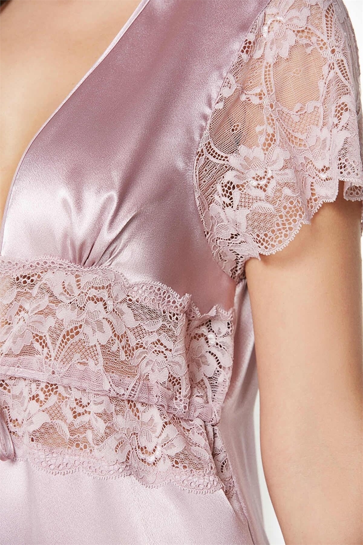 Pierre Cardin 1020 Kadın Saten Sabahlık-Rose