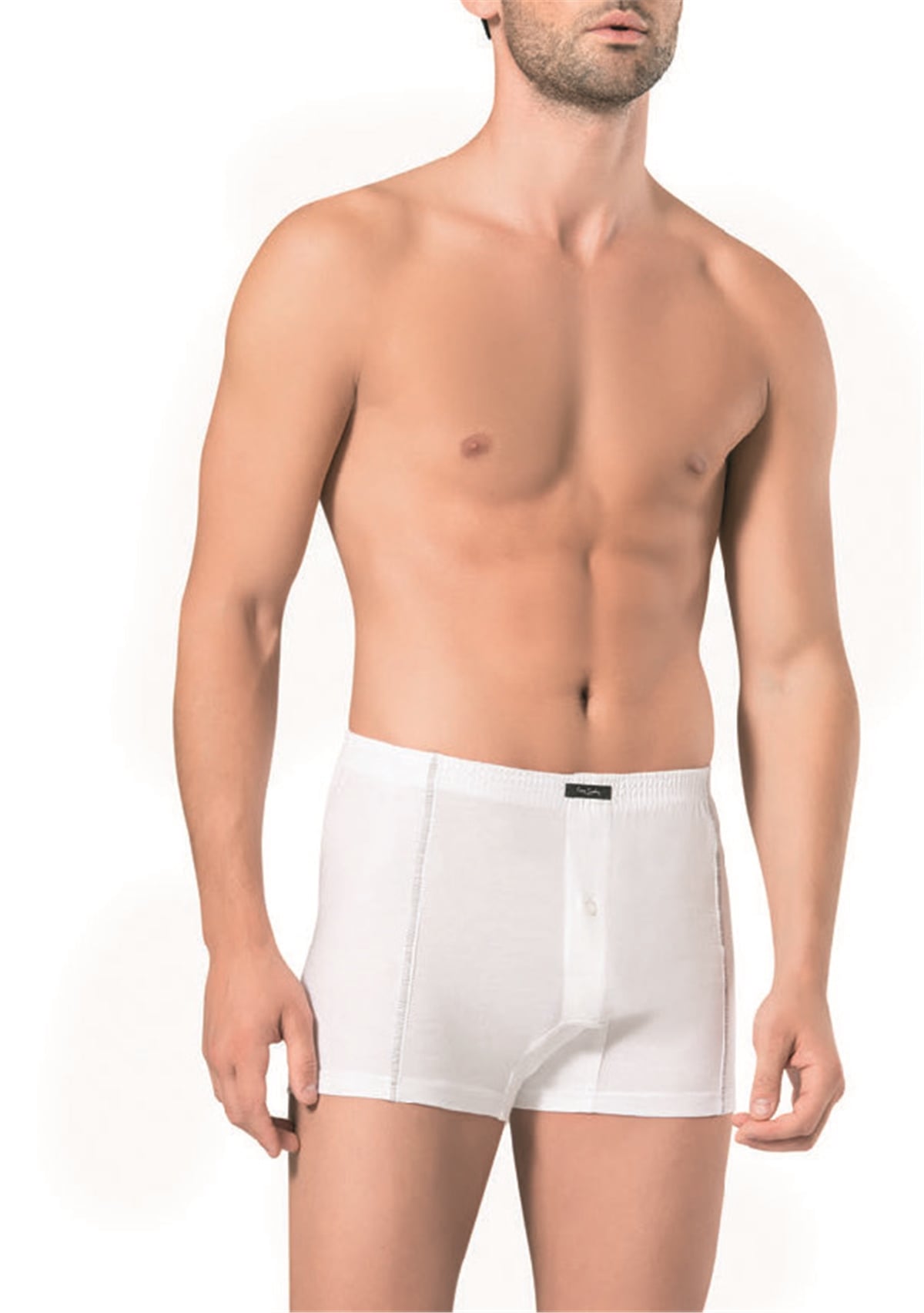 Pierre Cardin 116 Erkek Penye Boxer % 100 Pamuk -Beyaz
