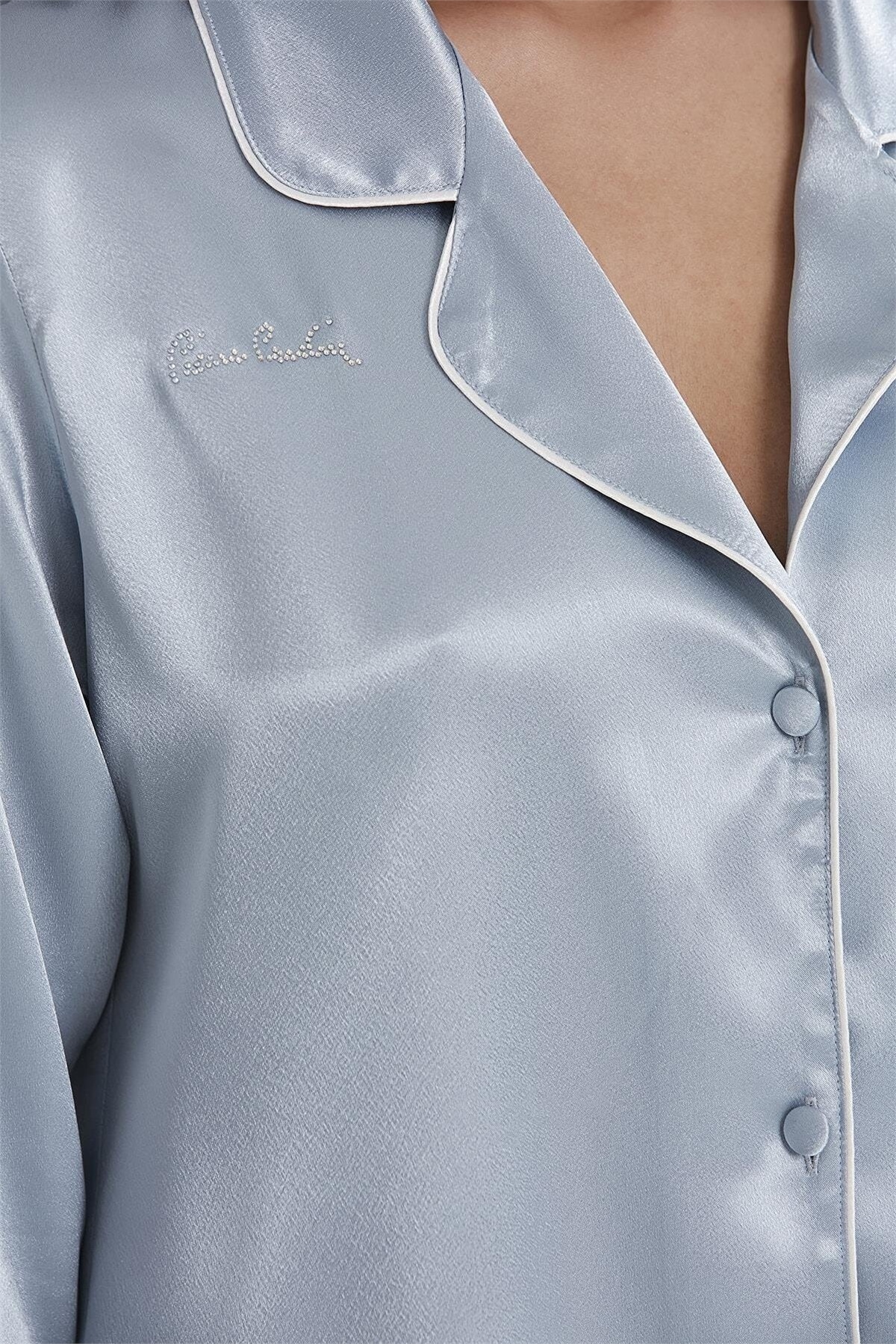 Pierre Cardin 1200 Kadın Saten Pijama Takımı-Mist