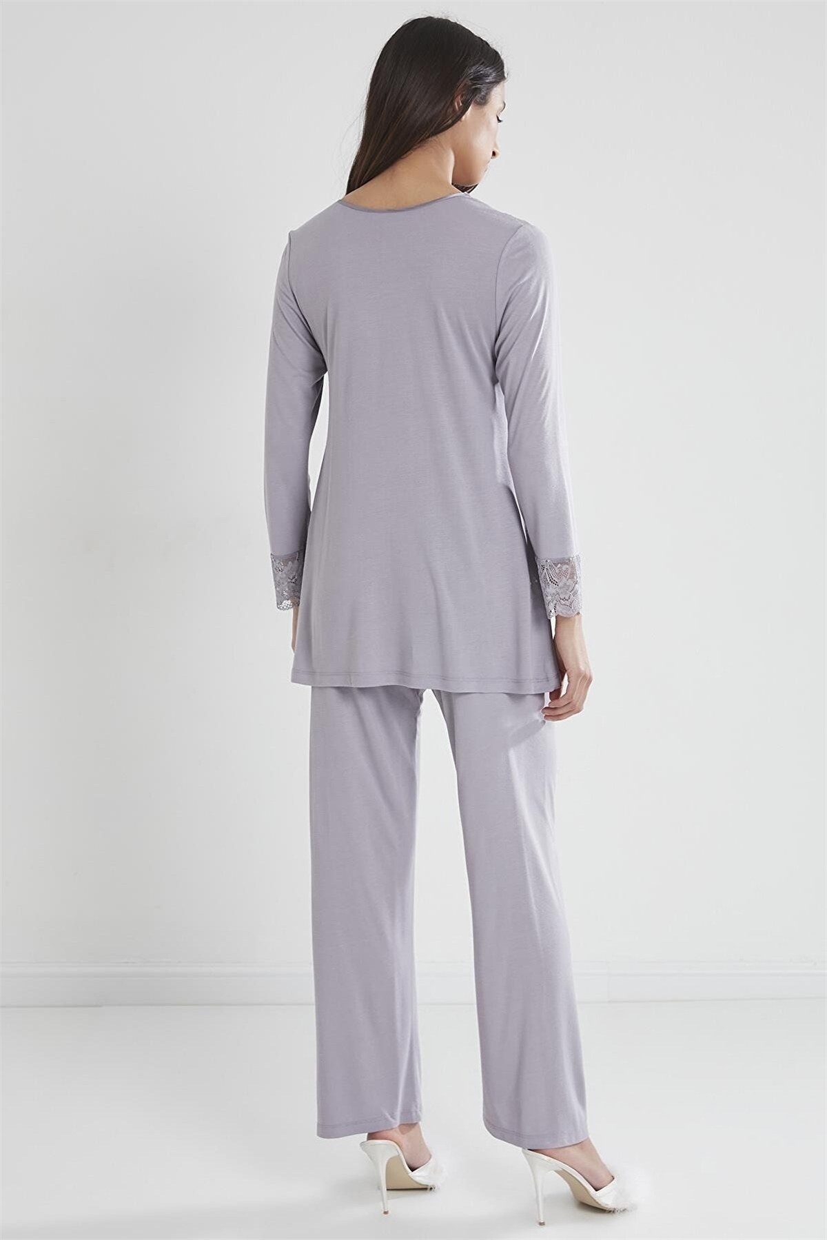 Pierre Cardin 1241 Kadın Penye Uzun Kollu Pijama Takımı-Royal