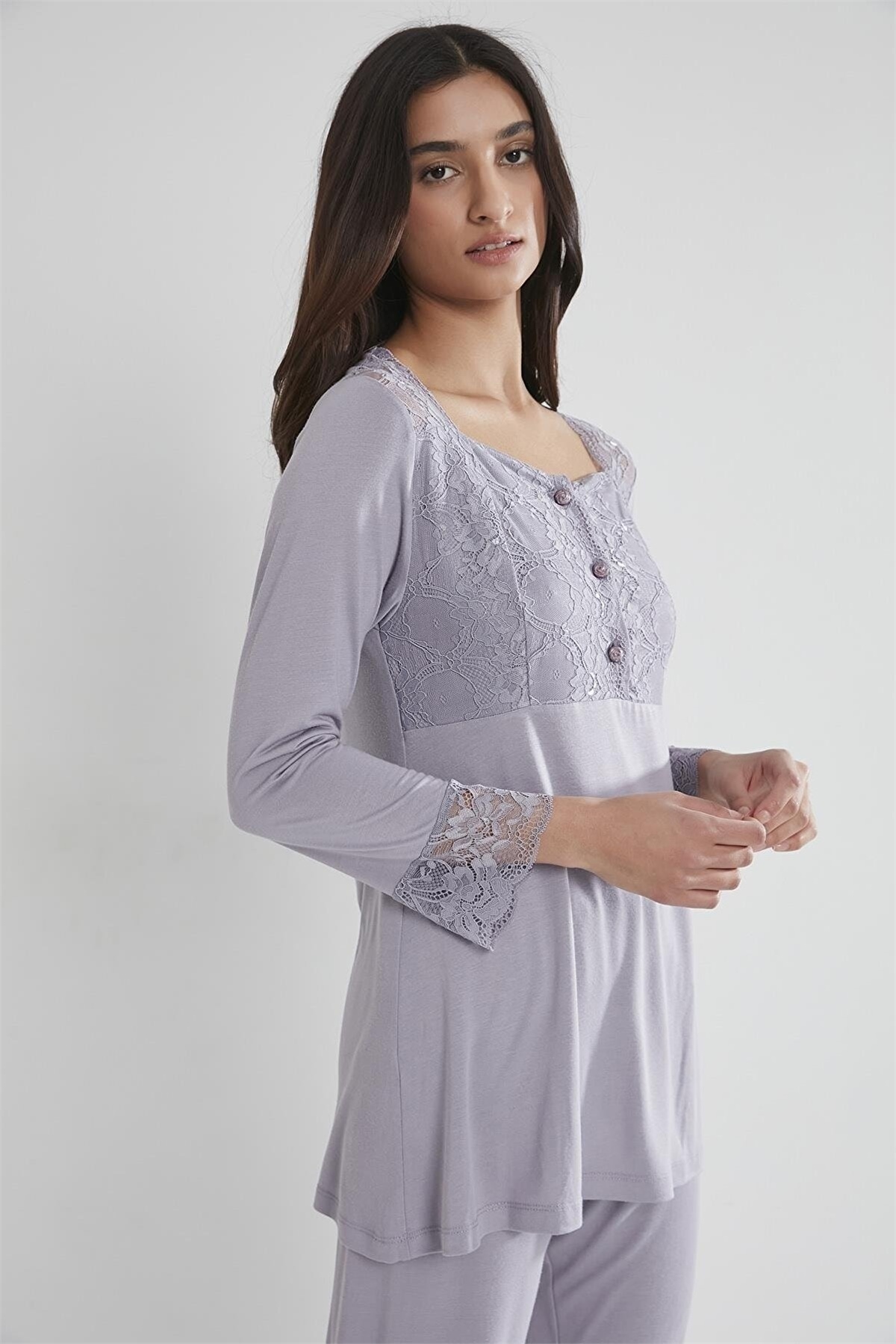 Pierre Cardin 1241 Kadın Penye Uzun Kollu Pijama Takımı-Royal