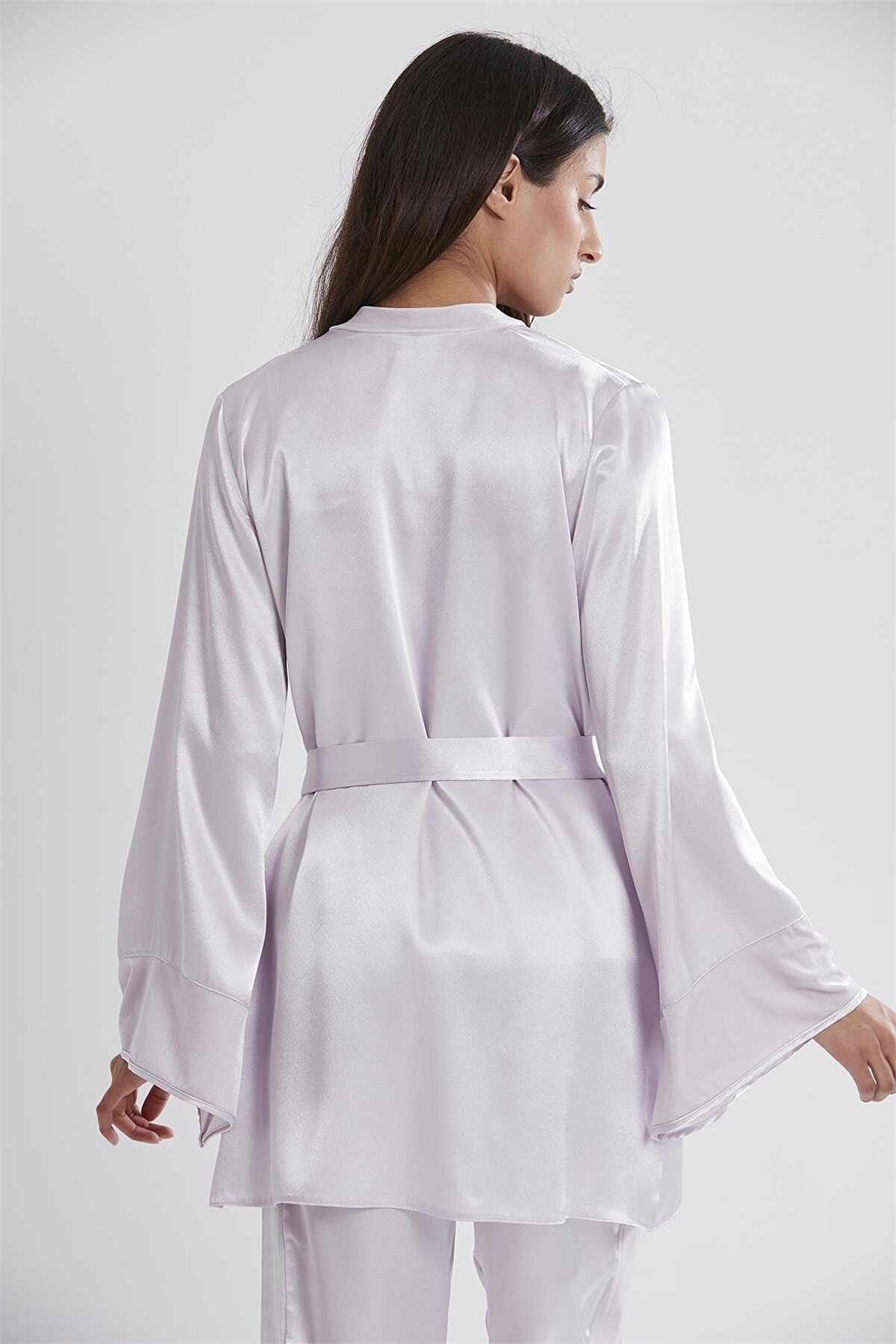 Pierre Cardin 2040 Kadın Kadife Saten Sabahlıklı Pijama Takım-Viola