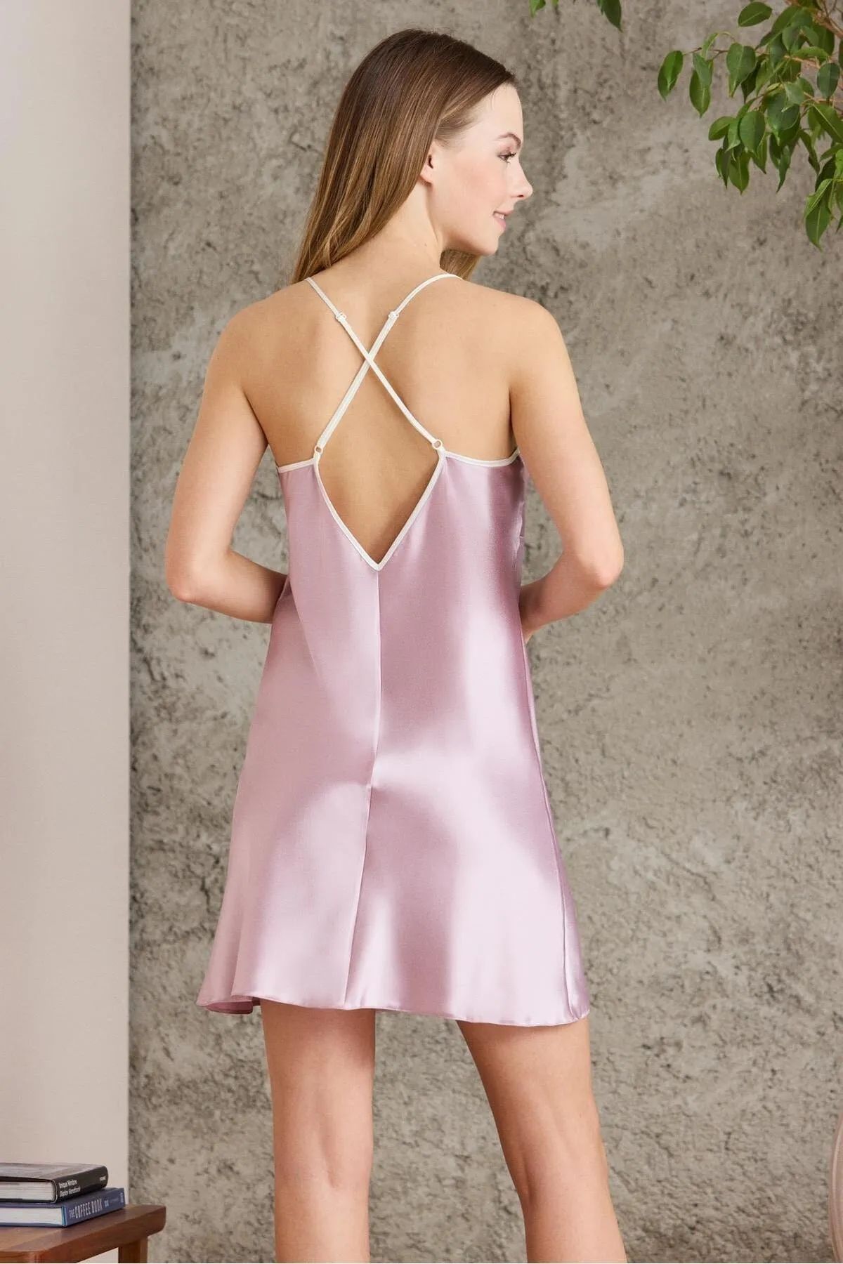 Pierre Cardin 2420 Kadın Saten Empirme Sabahlıklı Gecelik Takım-Rose