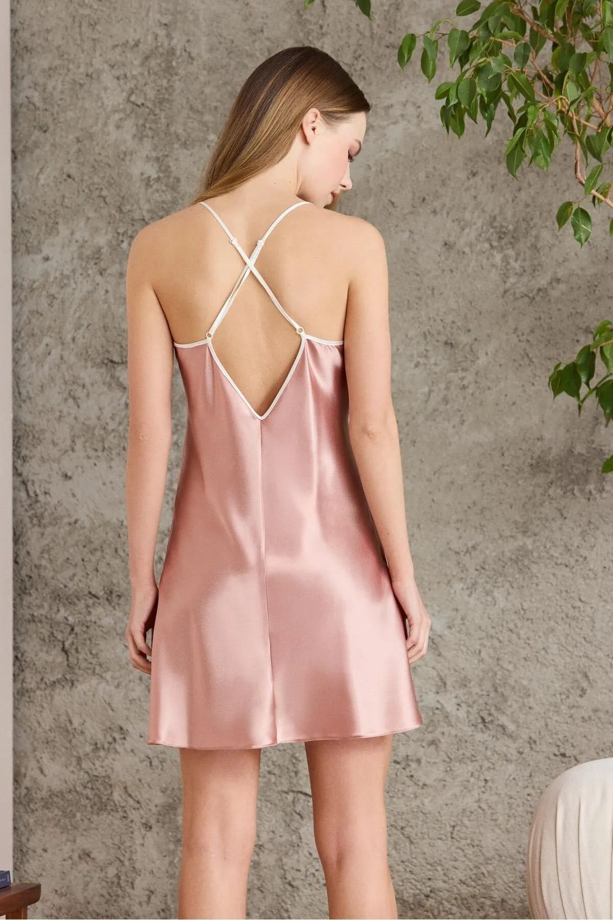Pierre Cardin 2420 Kadın Saten Empirme Sabahlıklı Gecelik Takım-Brandy