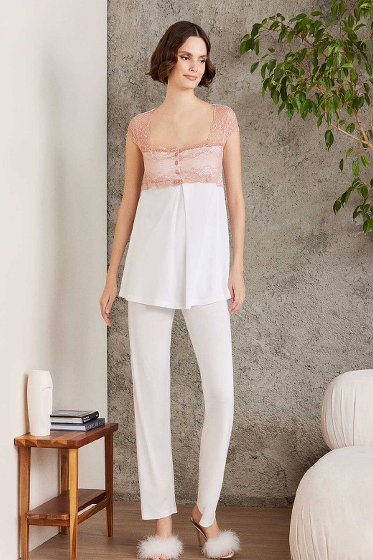 Pierre Cardin 2805 Hamile Lohusa Sabahlıklı Pijama Takım-Brandy