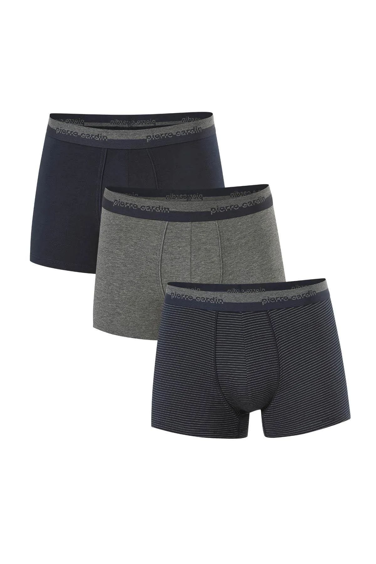 Pierre Cardin 370 Erkek 3lü Boxer-Lacivert&Gri
