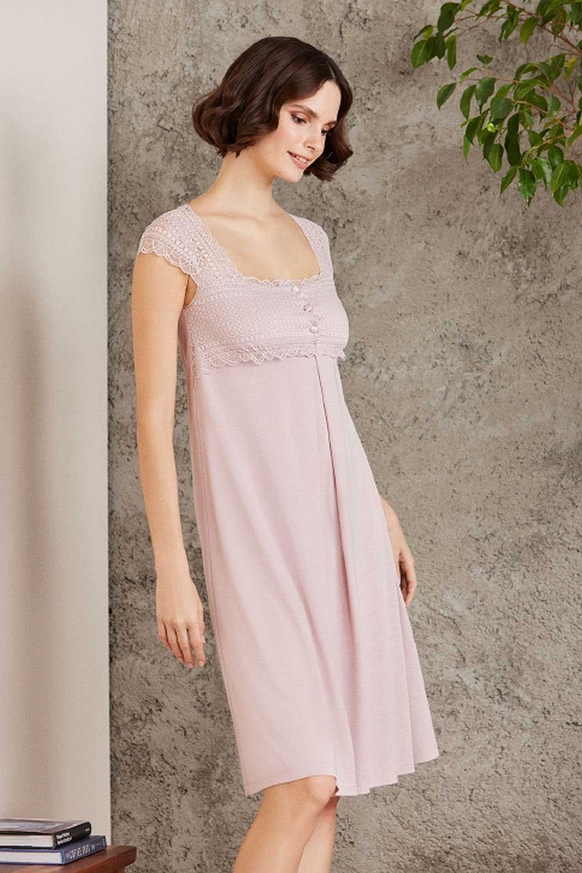 Pierre Cardin 4005 Hamile Lohusa Sabahlıklı Gecelik Takım-Pudra