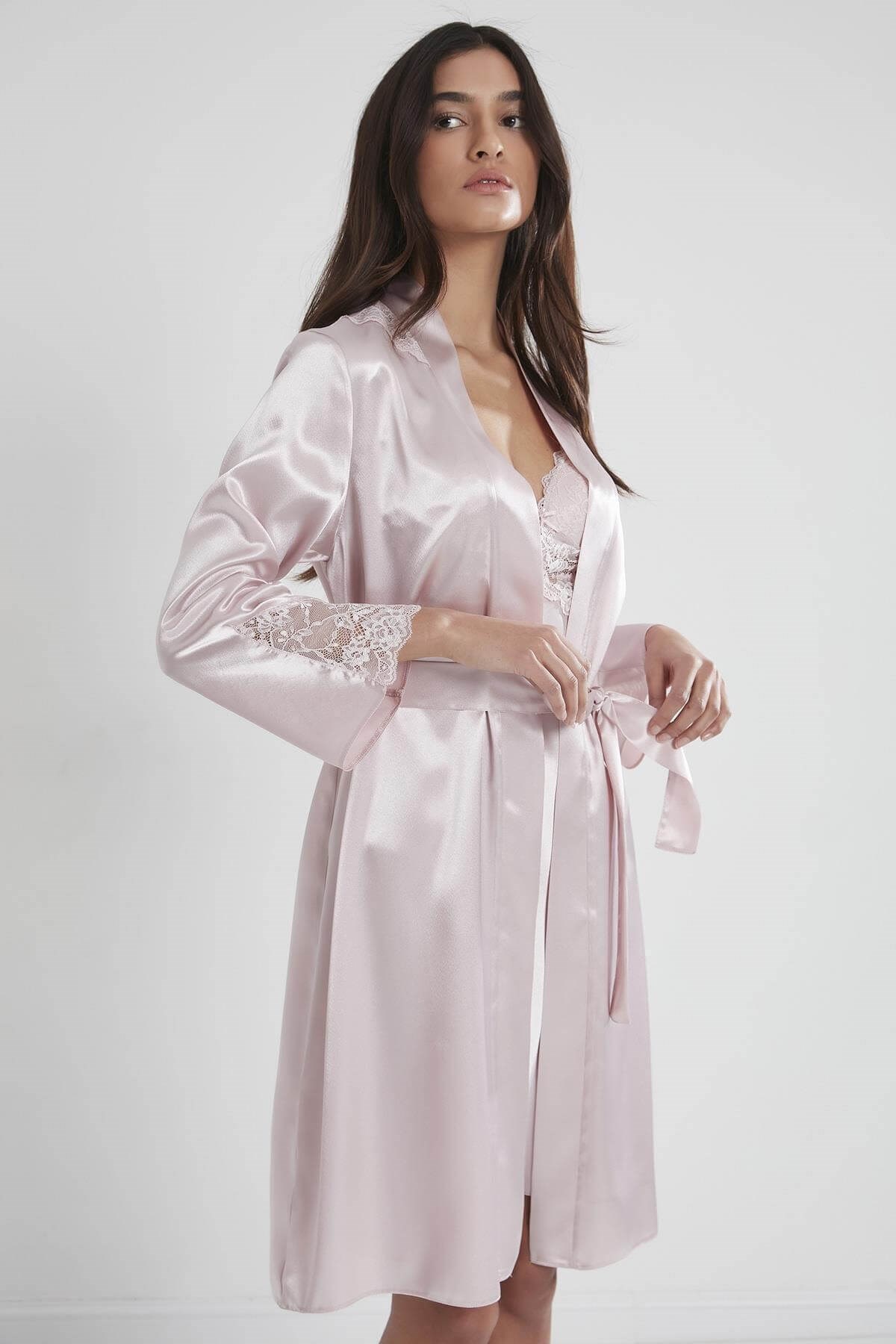 Pierre Cardin 4050 Gecelik Sabahlık Takım - Pudra