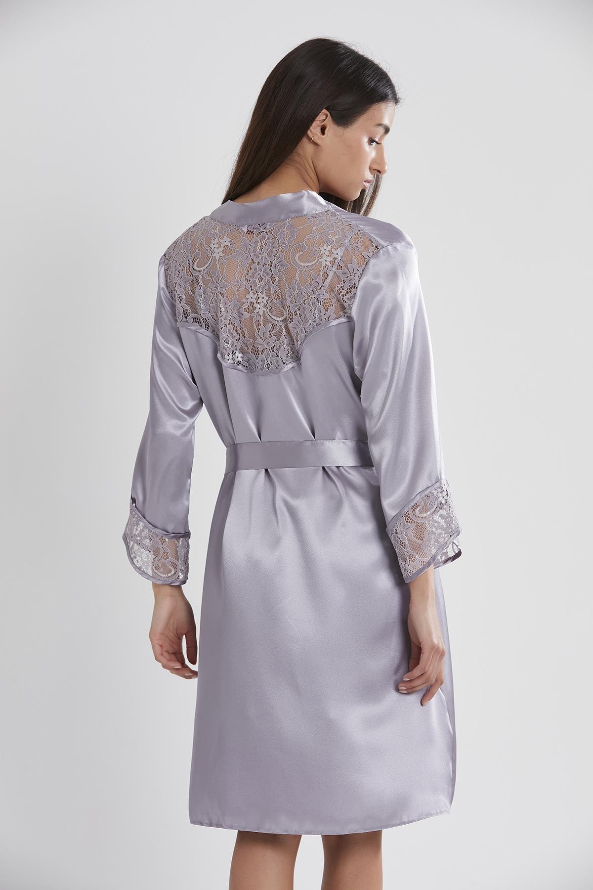 Pierre Cardin 4075 Saten Sabahlıklı Gecelik Takım - Royal