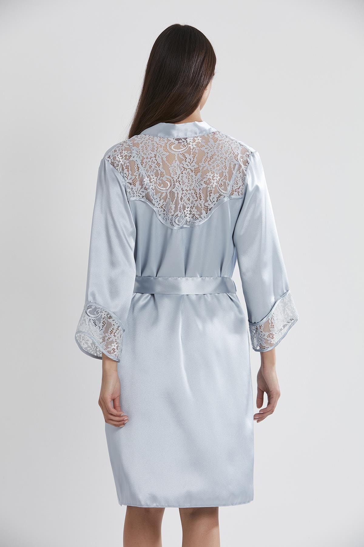 Pierre Cardin 4075 Saten Sabahlıklı Gecelik Takım - Mist