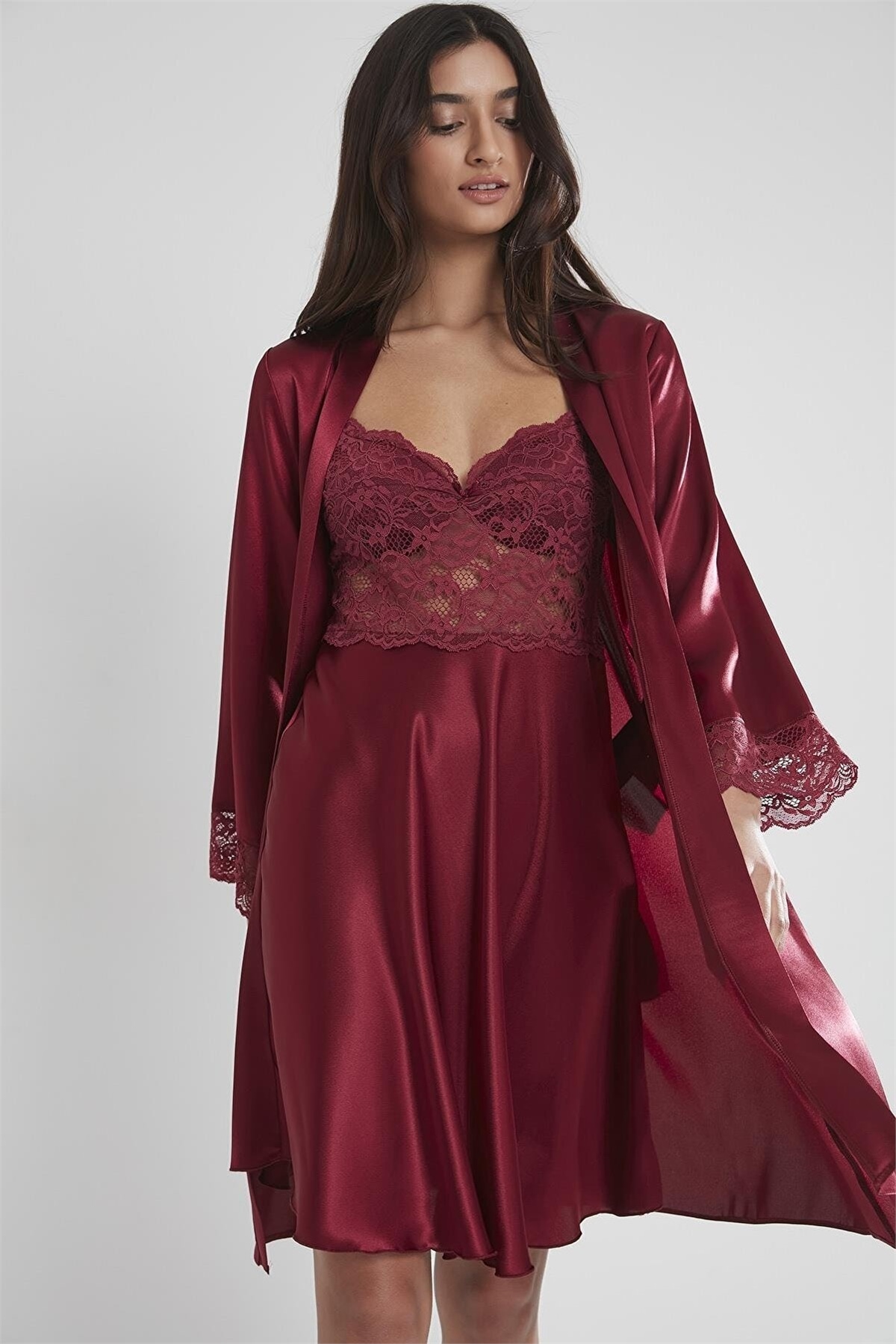 Pierre Cardin 4265 Gecelik Sabahlık Takım - Bordo