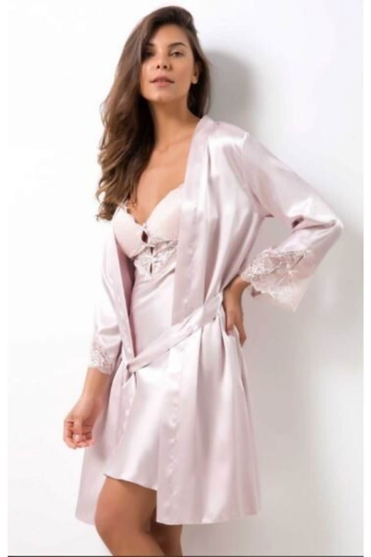 Pierre Cardin 4300 Gecelik Sabahlık Takım - Pudra