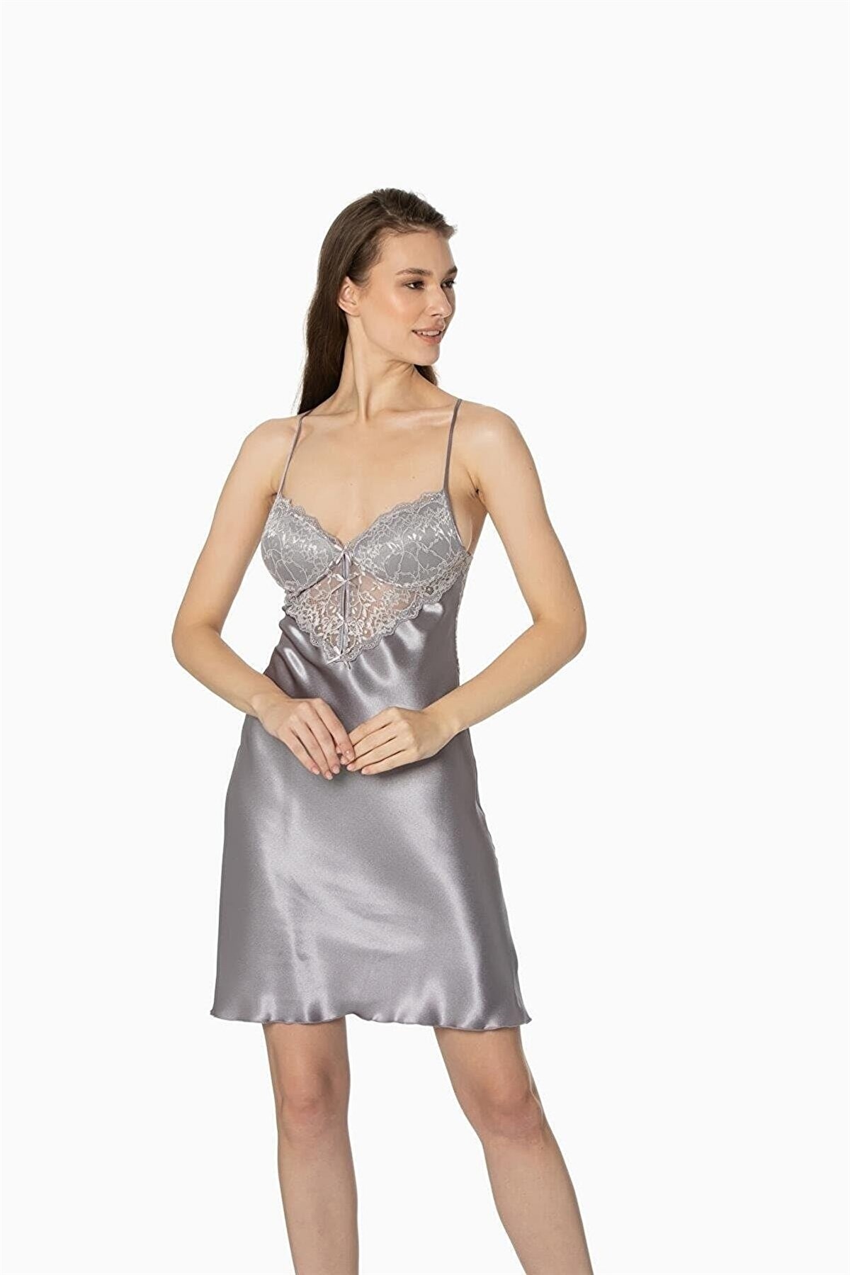 Pierre Cardin 4300 Kadın Saten Gecelik Sabahlık Takım-Royal