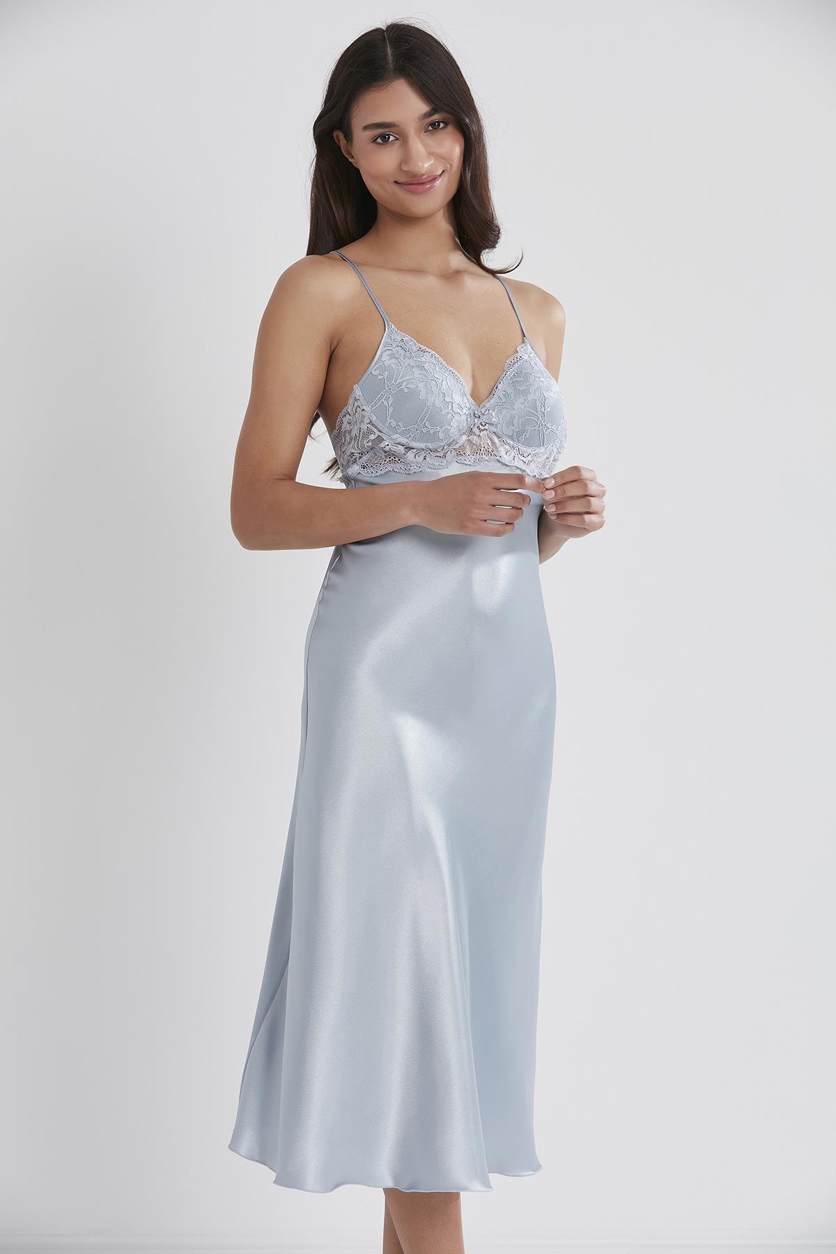 Pierre Cardin 4370 Saten Sabahlıklı Gecelik Takım - Mist
