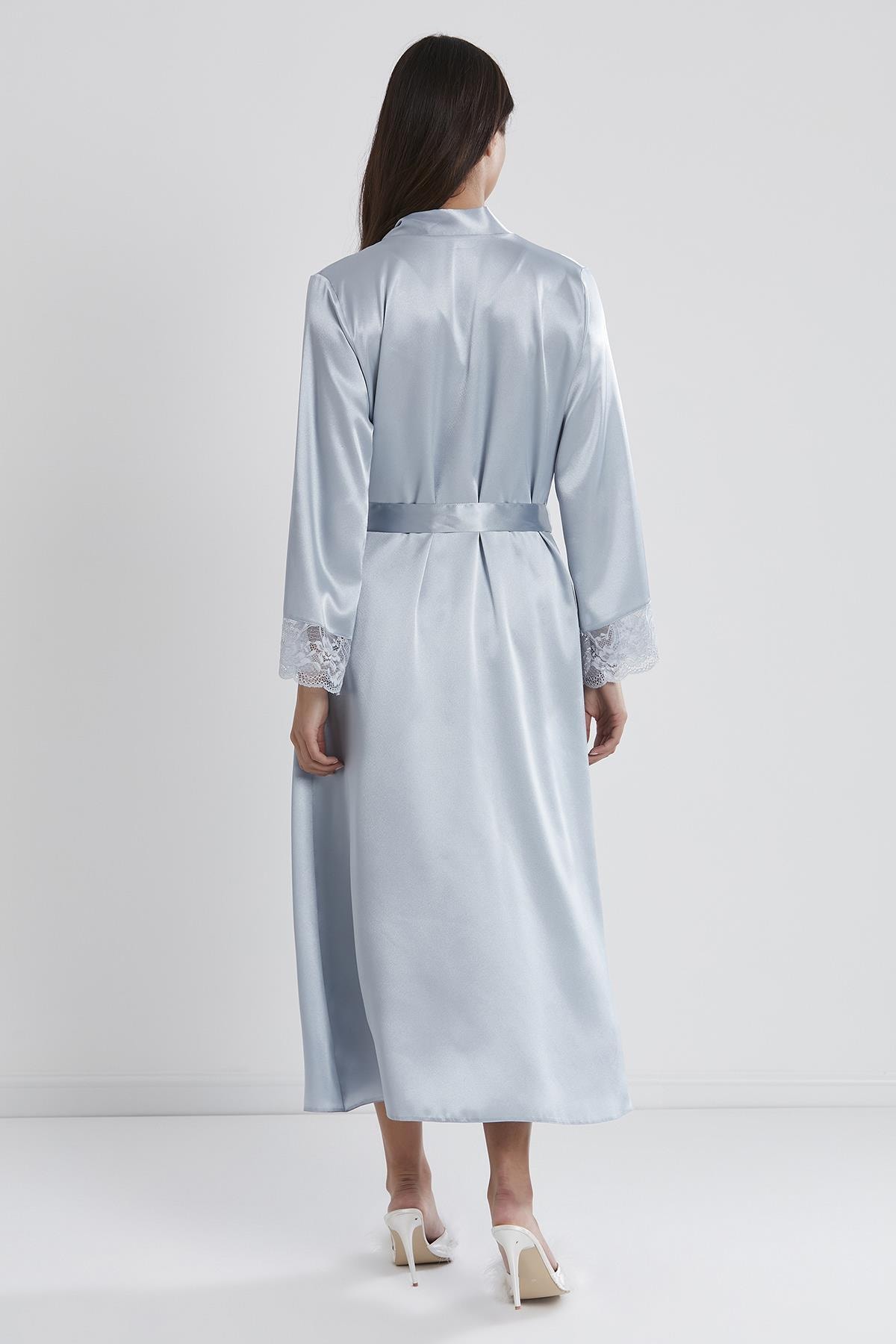 Pierre Cardin 4370 Saten Sabahlıklı Gecelik Takım - Mist