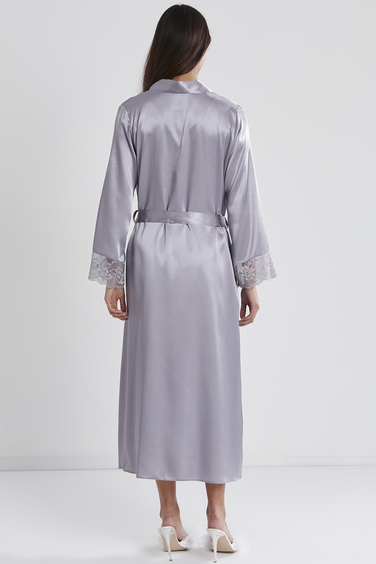 Pierre Cardin 4370 Saten Sabahlıklı Gecelik Takım - Royal