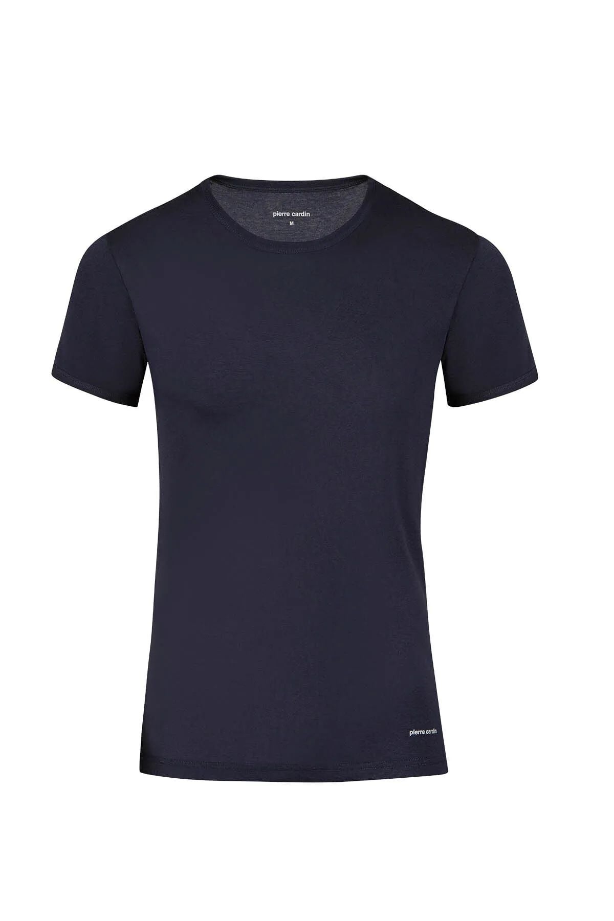 Pierre Cardin 440 Erkek %100 Pamuk Ribana Bisiklet Yaka Yarım Kol Fanila-Lacivert