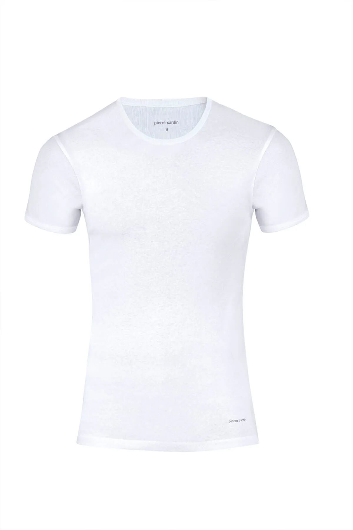 Pierre Cardin 440 Erkek %100 Pamuk Ribana Bisiklet Yaka Yarım Kol Fanila-Beyaz