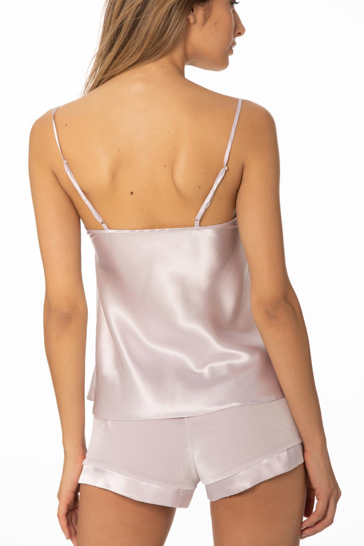 Pierre Cardin 440 Kadın Kadife Saten Pijama Şort Takım - Viola